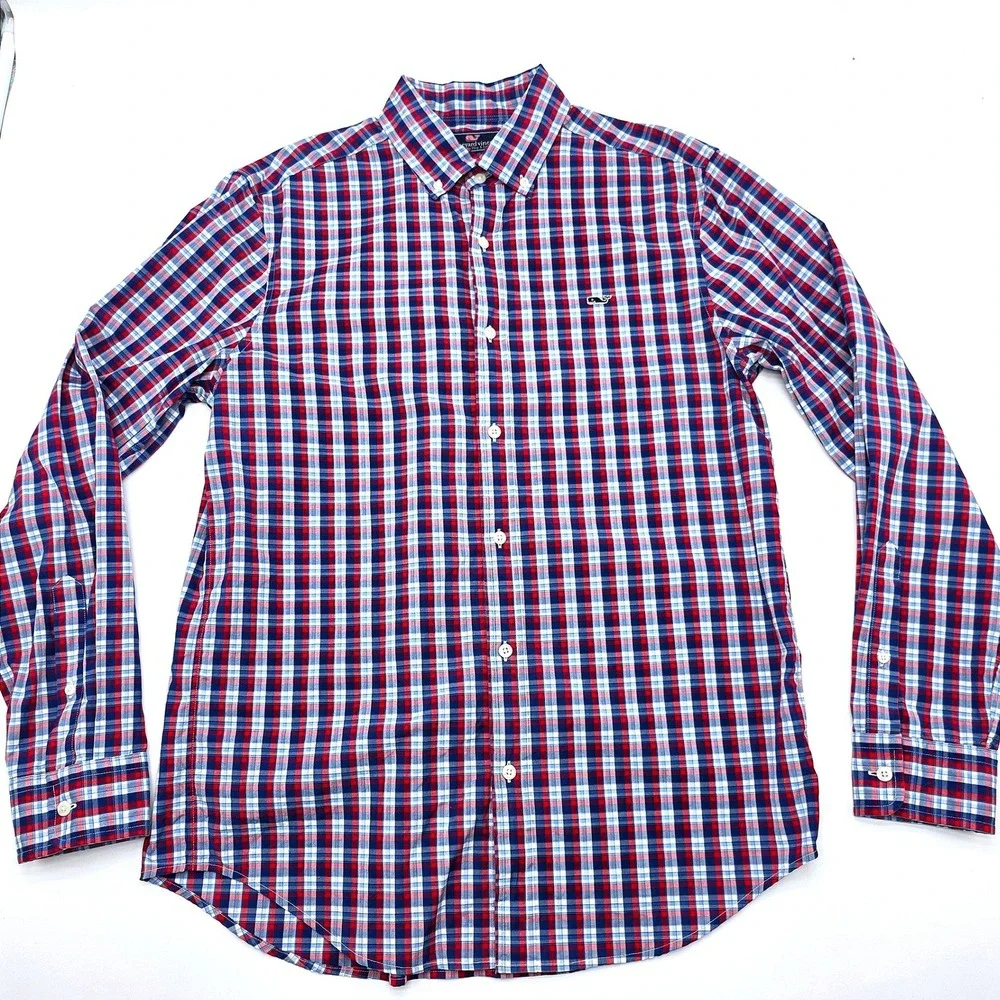 Vineyard Vines by‎ Shep & Ian Classic Fit Whale Shirt Red White Blue Size M